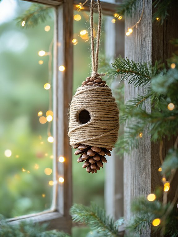 pinecone twine bird feeder