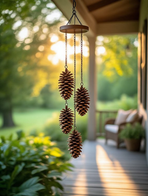 pinecone wind chime crafting