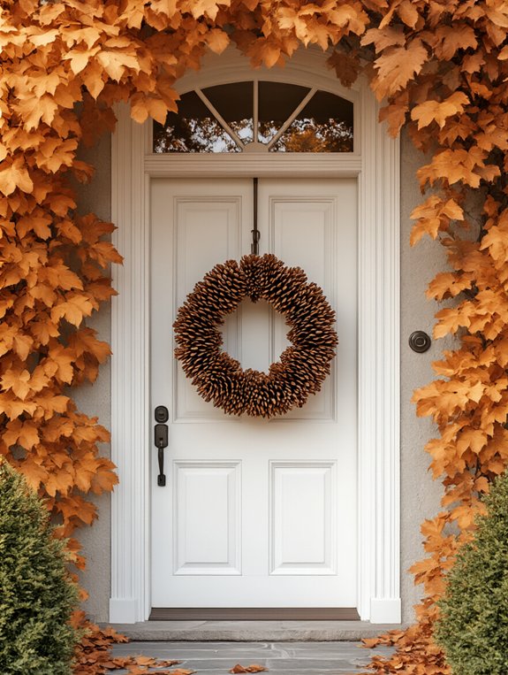 pinecone wreath door decoration