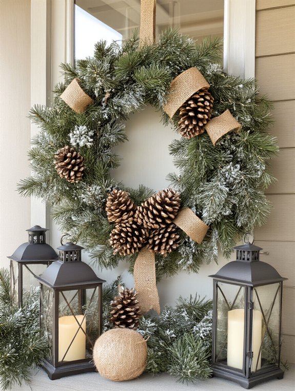 rustic pinecone evergreen wreath