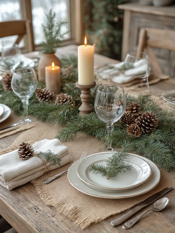 rustic winter table settings