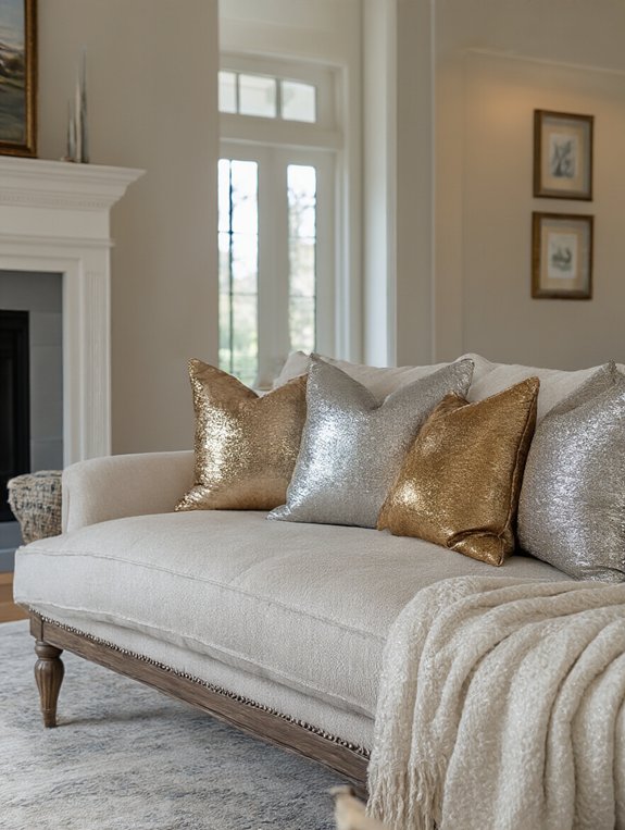 shimmery metallic winter pillows