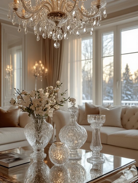 sparkling glass and crystal decor