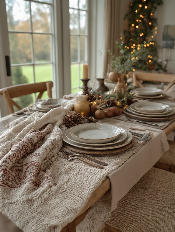 textured table linens layer