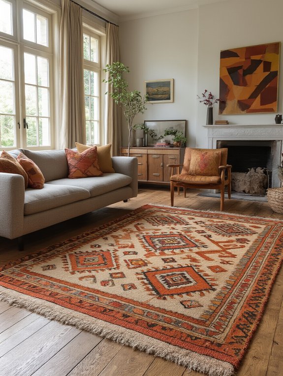 vibrant handwoven geometric rug