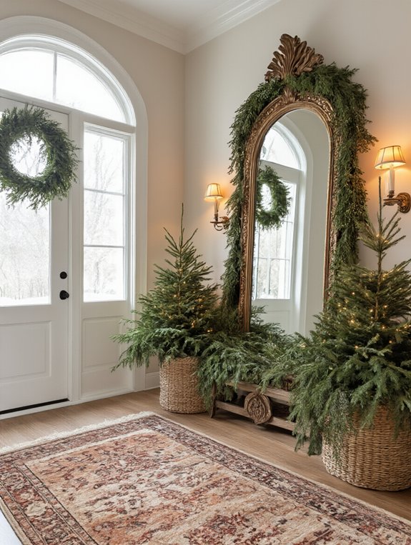 vintage mirror entryway display