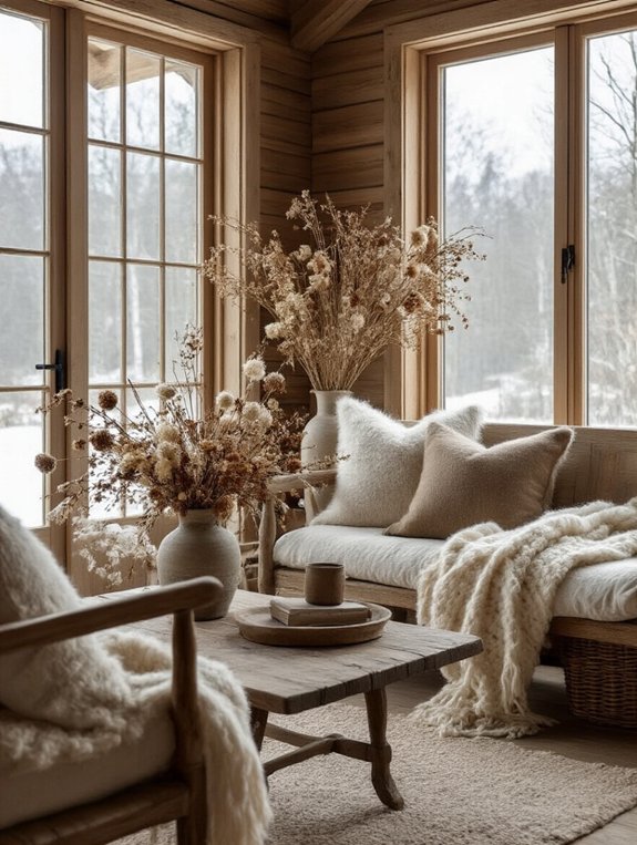 winter cottagecore floral arrangements
