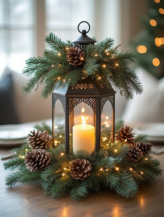 winter lantern centerpiece inspiration