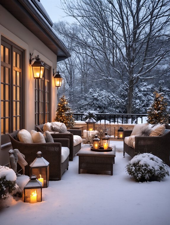 winter patio spotlight accents