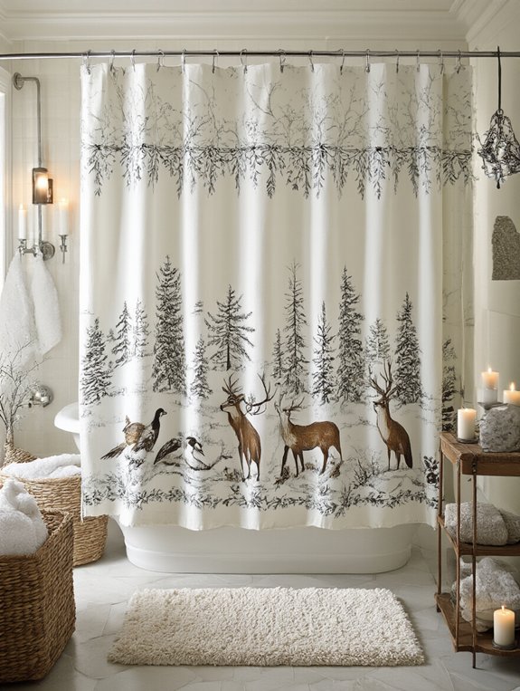 winter wildlife shower curtain